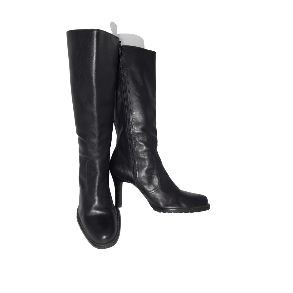 White Mountain Black Leather Biker Boots Size 10
